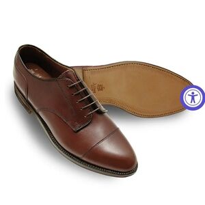 Mens 972 Alden Straight Tip Blucher Brown Cap Toe Oxford Shoes Size 11.5 Leather